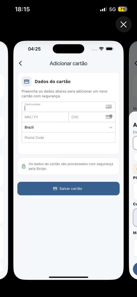 Cadastre seu cartão no aplicativo Quadrivolt